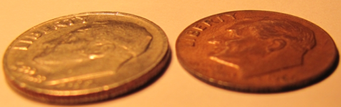 1966-Dime-Core-Only-Missing-Copper-Nickel-Layers!